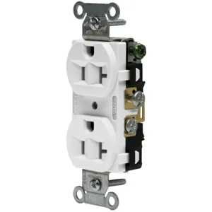 HUBBELL WIRING DEVICE-KELLEMS 5362AW Straight Receptacle, Duplex, 20A 125V, White | CE6QRF