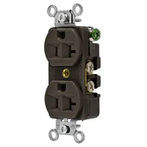 HUBBELL WIRING DEVICE-KELLEMS 5362B Straight Receptacle, Duplex, 20A 125V, Brown | BD3PZK