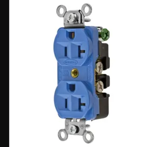 HUBBELL WIRING DEVICE-KELLEMS 5362BL Straight Receptacle, Duplex, 20A 125V, Blue | BD3MWA