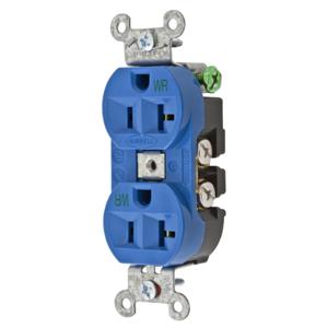 HUBBELL WIRING DEVICE-KELLEMS 5362BLWR Straight Receptacle, Duplex, 15A 125V, Blue | BD3WUM
