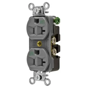 HUBBELL WIRING DEVICE-KELLEMS 5362GYWR Straight Receptacle, Duplex, 15A 125V, Gray | BC8EXX