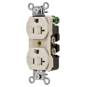 HUBBELL WIRING DEVICE-KELLEMS 5362LA Straight Receptacle, Duplex, 20A 125V, Light Almond | BD4BNN