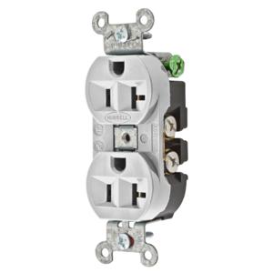 HUBBELL WIRING DEVICE-KELLEMS 5362OW Straight Receptacle, Duplex, 20A 125V, Office White | BD2YHD