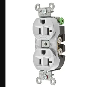 HUBBELL WIRING DEVICE-KELLEMS 5362OW Straight Receptacle, Duplex, 20A 125V, Office White | BD2YHD