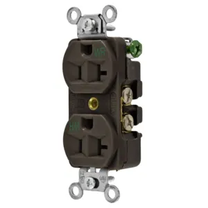 HUBBELL WIRING DEVICE-KELLEMS 5362WR Straight Receptacle, Duplex, 15A 125V, Brown | BC8RJV