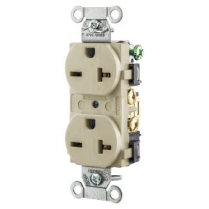 HUBBELL WIRING DEVICE-KELLEMS 5462IV Straight Receptacle, Duplex, 20A 250V, 6-20R, Ivory | BD4PEW