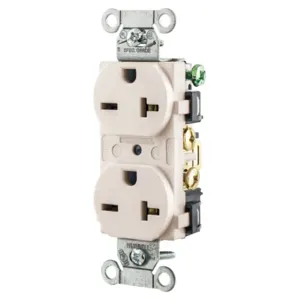 HUBBELL WIRING DEVICE-KELLEMS 5462LA Straight Receptacle, Duplex, 20A 250V, 6-20R, Light Almond | BD3XKE