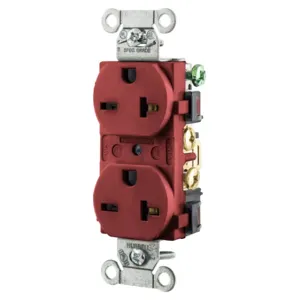 HUBBELL WIRING DEVICE-KELLEMS 5462R Straight Receptacle, Duplex, 20A 250V, 6-20R, Red | BD3YKK