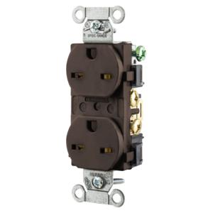 HUBBELL WIRING DEVICE-KELLEMS 5662B Straight Receptacle, Duplex, 15A 250V, 6-15R, Brown | BD4AJN