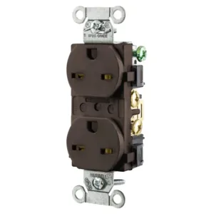 HUBBELL WIRING DEVICE-KELLEMS 5662B Straight Receptacle, Duplex, 15A 250V, 6-15R, Brown | BD4AJN