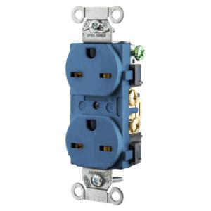 HUBBELL WIRING DEVICE-KELLEMS 5662BL Straight Receptacle, Duplex, 15A 250V, 6-15R, Blue | BD4AJP