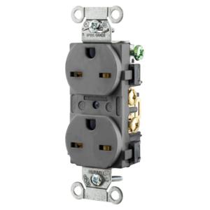 HUBBELL WIRING DEVICE-KELLEMS 5662GY Straight Receptacle, Duplex, 15A 250V, 6-15R, Gray | BD4DRH