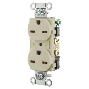 HUBBELL WIRING DEVICE-KELLEMS 5662IV Straight Receptacle, Duplex, 15A 250V, 6-15R, Ivory | BD4AJQ