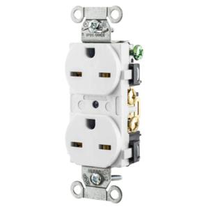 HUBBELL WIRING DEVICE-KELLEMS 5662WHI Straight Receptacle, Duplex, 15A 250V, 6-15R, White | BD3TRN