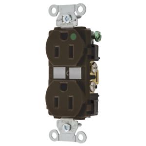 HUBBELL WIRING DEVICE-KELLEMS 8200 Duplex Receptacle, 2-Pole, 3-Wire Grounding, 15A, 125V, Brown | BD4PEX