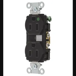 HUBBELL WIRING DEVICE-KELLEMS 8200BK Duplex Receptacle, 2-Pole, 3-Wire Grounding, 15A, 125V, Black | BD4MMY