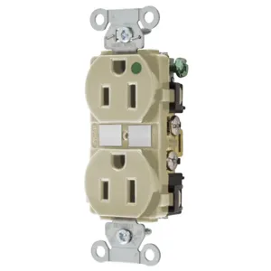 HUBBELL WIRING DEVICE-KELLEMS 8200IV Duplex Receptacle, 2-Pole, 3-Wire Grounding, 15A, 125V, Ivory | BD4KTM