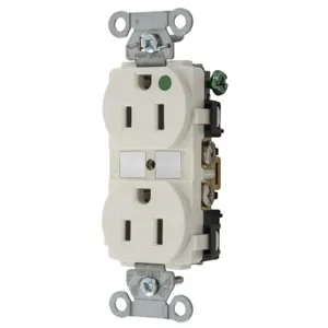 HUBBELL WIRING DEVICE-KELLEMS 8200LA Duplex Receptacle, 2-Pole, 3-Wire Grounding, 15A, 125V, Light Almond | BD4KTN