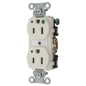 HUBBELL WIRING DEVICE-KELLEMS 8200LAL Duplex Receptacle, Led Indicator, 2-Pole, 3-Wire Grounding, 15A, 125V | BD4AJR