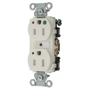 HUBBELL WIRING DEVICE-KELLEMS 8200LALTRA Duplex Receptacle, Led Indicator, 2-Pole, 15A, 125V, Light Almond | BD4QCL