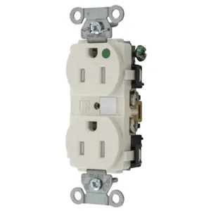 HUBBELL WIRING DEVICE-KELLEMS 8200LATRA Duplex Receptacle, 2-Pole, 3-Wire Grounding, 15A, 125V, Light Almond | BD4HPB