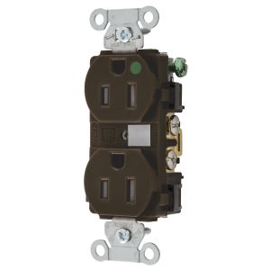 HUBBELL WIRING DEVICE-KELLEMS 8200TRA Duplex Receptacle, 15A, 125V, 2-Pole, 3-Wire Grounding, Brown | BD4PEY