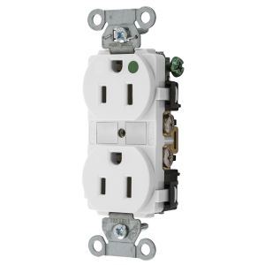 HUBBELL WIRING DEVICE-KELLEMS 8200WHI Duplex-Steckdose, 15 A, 125 V, 2-polig, 3-Draht-Erdung, weiß | BD4PUY