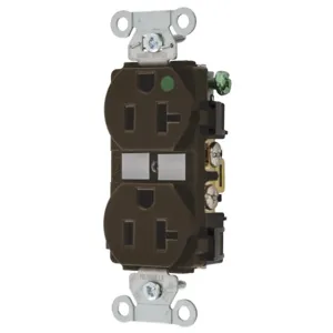 HUBBELL WIRING DEVICE-KELLEMS 8300 Duplex Receptacle, 3-Wire, Hospital Grade, 125V, Brown | BD4DRM