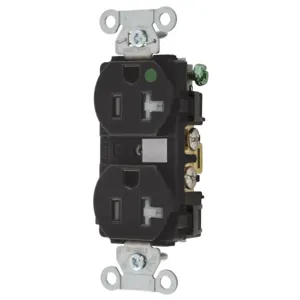 HUBBELL WIRING DEVICE-KELLEMS 8300BKTRA Duplex Receptacle, 20A, 125V, 2-Pole, 3-Wire Grounding, Black | BD4LQM