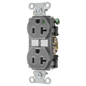 HUBBELL WIRING DEVICE-KELLEMS 8300GY Duplex Receptacle, 20A, 125V, 2-Pole, 3-Wire Grounding, Gray | BD4LQN