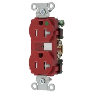 HUBBELL WIRING DEVICE-KELLEMS 8300REDTRA Receptacle with Power Indicator 125V 20A 1 HP NEMA 5-20R | AF9LHD 30CZ66