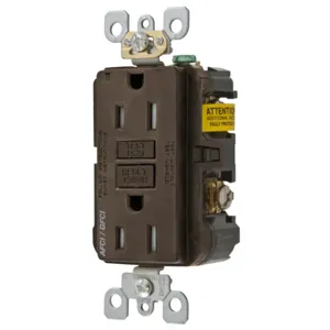 HUBBELL WIRING DEVICE-KELLEMS AFGF15TR Afci Receptacle, 15A, Brown | BD3ZKZ