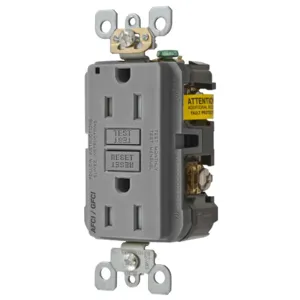 HUBBELL WIRING DEVICE-KELLEMS AFGF15TRGY Afci Receptacle, 15A, Gray | BD4KTY