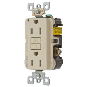 HUBBELL WIRING DEVICE-KELLEMS AFGF15TRI Afci Receptacle, 15A, Ivory | BD4DRV