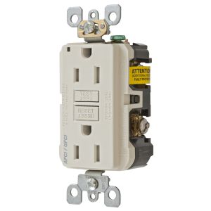 HUBBELL WIRING DEVICE-KELLEMS AFGF15TRLA Afci Receptacle, 15A, Light Almond | BD4JUR