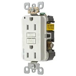 HUBBELL WIRING DEVICE-KELLEMS AFGF15TRW Afci Receptacle, 15A, White | BD4GHC