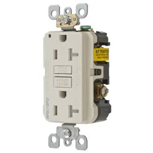 HUBBELL WIRING DEVICE-KELLEMS AFGF20TRLA Afci Receptacle, 20A, Light Almond | BD4JUT