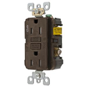 HUBBELL WIRING DEVICE-KELLEMS AFR15TR Receptacle, Commercial, Standard Duplex, Flush Mount, 15A, 125V AC, Brown | BD4CNQ 49YL25