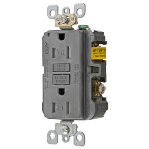 HUBBELL WIRING DEVICE-KELLEMS AFR15TRGY Receptacle, Commercial, Standard Duplex, Flush Mount, 15A, 125V AC, Gray | BD4DRX 49YL37