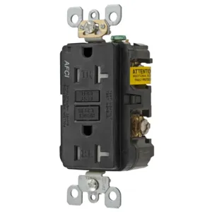 HUBBELL WIRING DEVICE-KELLEMS AFR20TRBK Receptacle, Commercial, Standard Duplex, Flush Mount, 20A, 125V AC, Black | BD4FBX 49YL10