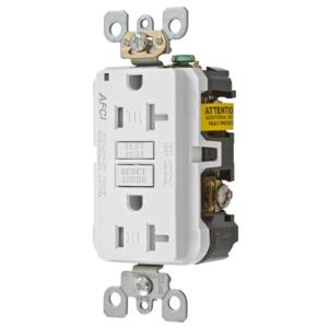 HUBBELL WIRING DEVICE-KELLEMS AFR20TRW Receptacle, Commercial, Standard Duplex, Flush Mount, 20A, 125V AC, White | BD4HPM 49YK98
