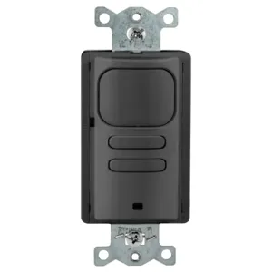 HUBBELL WIRING DEVICE-KELLEMS AP2001BK22 VACancy Sensor Switch, Adaptive Passive Infrared, 2 Circuit, 120/277VAC, Black | BD4NRJ