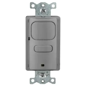 HUBBELL WIRING DEVICE-KELLEMS AP2001GY1 Sensor Switch,VACancy, Passive Infrared, 1 Relay, With Photocell, Gray | BD4CNV