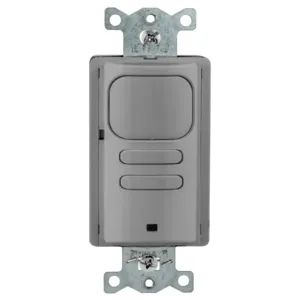 HUBBELL WIRING DEVICE-KELLEMS AP2001GY22 VACancy Sensor Switch, Adaptive Passive Infrared, 2 Circuit, 120/277VAC, Gray | BD4BNW