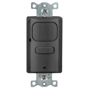 HUBBELL WIRING DEVICE-KELLEMS AP2000BK1 Sensor Switch, Occupancy/VACancy, Passive Infrared, 1 Relay, Black | BD4DRY