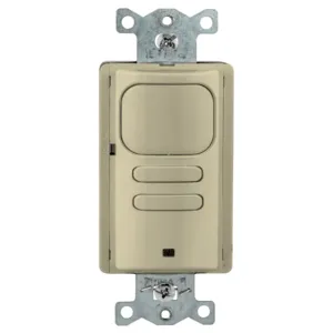 HUBBELL WIRING DEVICE-KELLEMS AP2000I22 Occupancy/VACancy Sensor Switch, Adaptive Passive Infrared, 120/277VAC, Ivory | BD4CNU