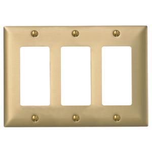 HUBBELL WIRING DEVICE-KELLEMS B263 Wallplate, 3-Gang, 3 Gfci Openings, Standard Size, Brass | CE6RWA