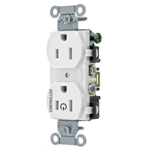 HUBBELL WIRING DEVICE-KELLEMS BR15C1WHI Gerade Steckdose, 15A 125V, 2P - 3W Erdung, 5-15R, Weiß | BD4FCE