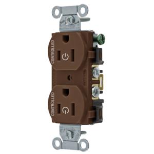 HUBBELL WIRING DEVICE-KELLEMS BR15C2 Straight Receptacle, 15A 125V, 2P - 3W Grounding, 5-15R, Brown | BD4NRR