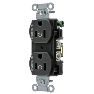 HUBBELL WIRING DEVICE-KELLEMS BR15C2BLK Straight Receptacle, 15A 125V, 2P - 3W Grounding, 5-15R, Black | BD4HPX